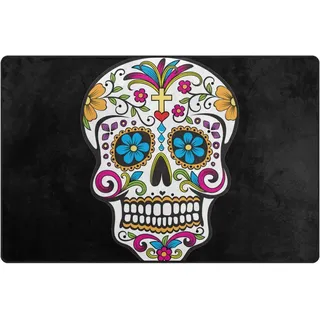 MONTOJ mexikanischer Sugar Skull Schuhabstreifer Matte, super weiche Bodenmatte für Wohnzimmer, Schlafzimmer, Heimdekoration, Teppich, Polyester, 1, 31 x 20 inch