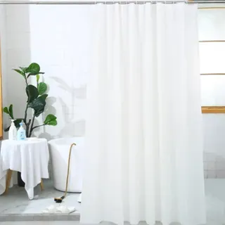 KEPPD Weiße, Dicke, einfarbige Duschvorhänge, wasserdichte Dacron-Badvorhänge für die Badewanne im Badezimmer, große, breite Badeabdeckung mit Haken, XXL 300 x 200 cm (118 x 79 Zoll), Duschvorhang