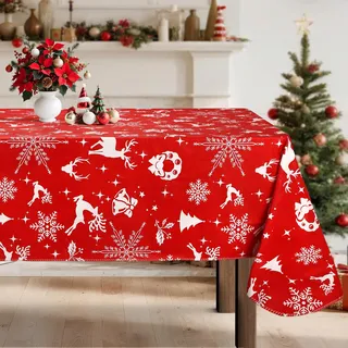 Arquiel Weihnachten PVC Wachstischdecke Rechteckig 152 x 213 cm Abwaschbar | Abwaschbare PVC-Wachstischdecke mit Weihnachten-Motiv, wasserfest und pflegeleicht für Küche, Esszimmer, Garten und Alltag.
