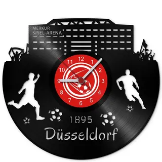 GRAVURZEILE Schallplattenuhr Düsseldorf - 100% Vereinsliebe - Upcycling Design Wanduhr aus Vinyl Made in Germany