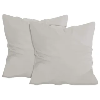 npluseins 2er-Pack Jersey Kopfkissen Baumwollbezug, 80 x 80 cm, Silber | Öko-Tex Standard 100, Reißverschluss, formstabil, strapazierfähig, angenehm weich, waschbar bis 60 °C