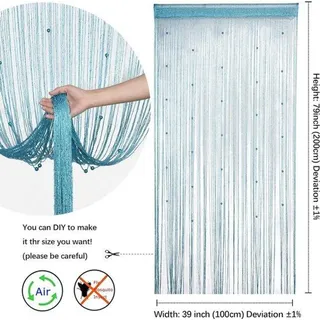 Famanu Beaded Vorhang Glitzer Blau 100x200cm - 2 Stück