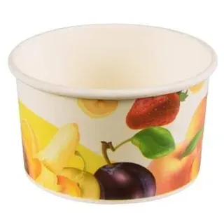 tradingbay24 Eisbecher, Pappe rund 150 ml Ø 8,6 cm, 5,2 cm tbU90236 EIS-Schale Dessertschalen Früchte-Dekor, 50 Stück