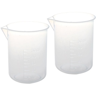 2 Stueck 50ml Labor Plastik Wasser Fluessigkeit messbecher Transparent