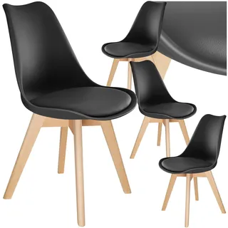 tectake® Esszimmerstühle 4er Set, Stühle mit Schalensitz, Küchenstühle modern, Essstühle, Wohnungseinrichtung skandinavisch für Wohnzimmer, Esszimmer, Küche und Büro - schwarz, 4er Set