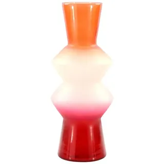 FURNARO Dekovase (1 St), Bauchige Glasvase mit Farbakzenten blau|bunt|rosa
