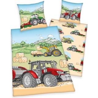 Herding, Kinderbettwäsche, Kinder-Wendebettwäsche "Traktor"