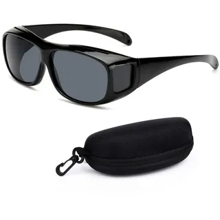 KOMUNJ Überbrille für Brillenträger Polarisiert mit Etui, Herren & Damen Überbrille - Radfahren, Wandern, Angeln, Golfen - Einheitsgröße