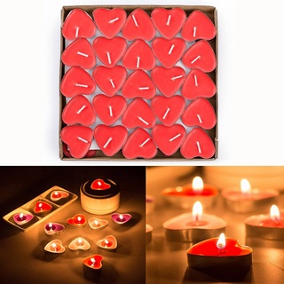 50pcs Teelicht Set Romantische Herz Kerzen Rauchfrei Teelicht für Geburtstag, Vorschlag,Hochzeit,Party(Rot)