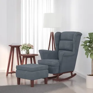 IKAYAA Schaukelstuhl Wohnzimmer Schaukelsessel Ohrensessel mit Hocker Sessel Schlafzimmer Relaxsessel Schaukelstühle mit Armlehnen Lesesessel Lesestuhl XXL Polstersessel Lounge Chair