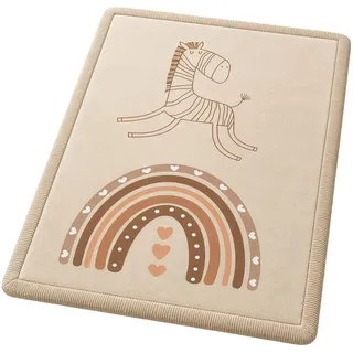 SanoSoft Regenbogen Kinderteppich 120 x 170 cm Beige