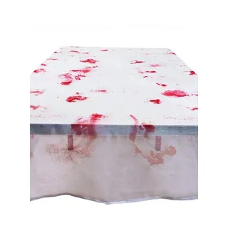Boland Tischdecke Blutige Tischdecke - Halloween Deko für Partytisch, Raumdekoration für Haunted House und Halloweenparty weiß