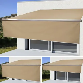 Mendler MCW Kassetten-Markise H124 Volant Ausfahrbar 4x3m Polyester Creme