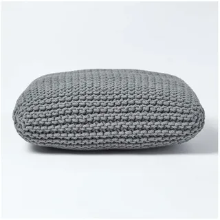 Homescapes Pouf Groß Baumwolle 70 x 20 x 70 cm Grau