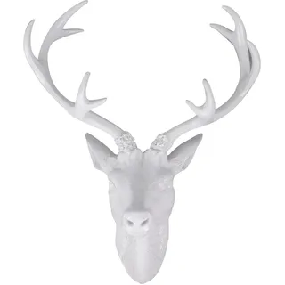 Mojawo XXL Hirschgeweih Hirschkopf Geweih 10-Ender Weiß 48x32x61cm