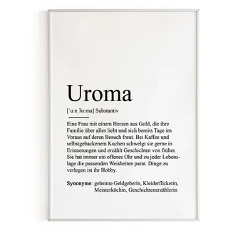 KAMEWI® Poster UROMA Definition | Geschenkidee Geburtstag Großeltern Urgroßeltern Oma Weihnachten