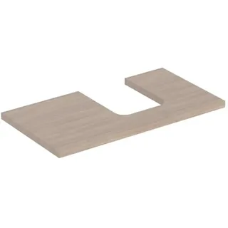 Geberit ONE Waschtischplatte, Ausschnitt rechts, für Aufsatzwaschtisch Schalenform 90x3x47cm, Eiche / Melamin Holzstruktur,