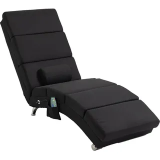 HOMCOM Relaxliege mit 5 Massagemodi Klappbar Loungesessel mit Lendenkissen, Heizfunktion, Liegesessel mit Seitentasche, Fernbedienung, Leinenoptik, Relaxsessel Chaiselongue Schwarz   Aosom