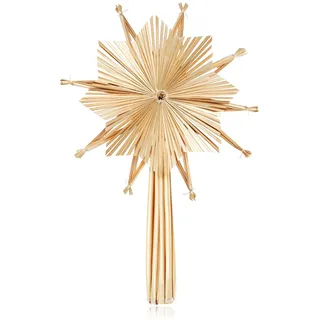 com-four® Stern Christbaumspitze aus Stroh, Weihnachtsbaumspitze Stern aus Stroh für Weihnachten, Tannenbaumspitze für Ihren Christbaum, 24,5 cm