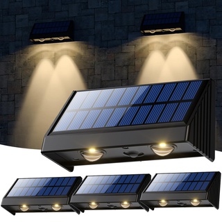 OUSFOT Solarleuchten für Außen (4 Stück) Wasserdicht 1200mAH 3200K Warmweiß Solar Wandleuchte Aussen Solarlampen Solar Zaunleuchten für Geländer Zaun Wand Garten