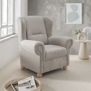 Ohrensessel HOME AFFAIRE "Torello Relaxsessel, toller Sitzkomfort, Breite 92cm, hohe Rückenlehne", beige (taupe), B:92cm H:102cm T:89cm, 100% Polyester, Sessel, Ohrensessel