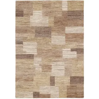 Cazaris Wollteppich, Gelb, Textil, Karo, rechteckig, 200x300 cm, für Fußbodenheizung geeignet, Teppiche & Böden, Teppiche, Naturteppiche