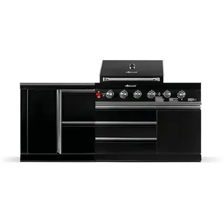 Goriller Outdoorküche, Schwarz Hochglanz, Metall, 22 W, 200x90x58 cm, CE, Grills & Outdoor-Küchen, Gasgrills