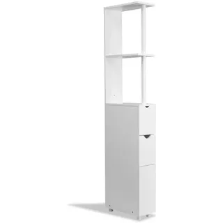 LIVARNO Nischenhochschrank Küche Bad ca. 15,2 x 136,5 x 33 cm lackiert weiß