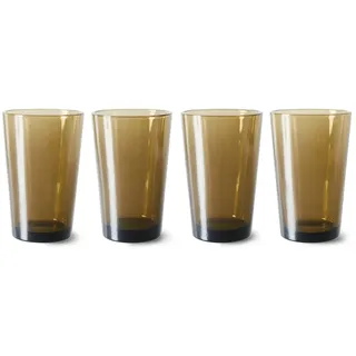 HKliving - 70's Glas Teebecher 430 ml, mud brown (4er-Set)