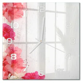 Glas Wanduhr 30x30 cm - Wanduhr - lautlose Wanduhr - ohne Ticken - geräuschloses Uhrwerk - schleichende Zeiger - moderne Uhr - Design Uhr - Wohnzi... - Rosa