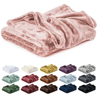Wohndecke Kuscheldecke, Fleecedecke, Wolldecke flauschig und weich, Lavea, Sofadecke, Atmungsaktiv & Hautfreundlich, Decke rosa 150 cm x 200 cm