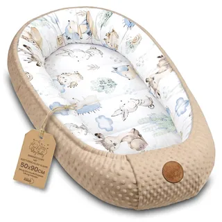 Warmes Nestchen Baby 90x50 cm - Kuschelnest Neugeborene Nestchen Winter/Herbst Kokon Babynest Igel Khaki