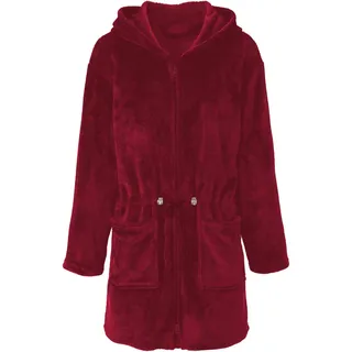CelinaTex XS-XL Bademantel Kapuze Uni kurz oder lang aufgesetzte Taschen zwei Wege Reißverschluss Damen Kuschelflanell OEKO-TEX - M