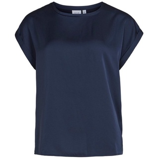 Vila T-Shirt Satin Blusen T-Shirt Kurzarm Basic Top Glänzend VIELLETTE 4599 in Navy schwarz XS (34)ARIZONAS