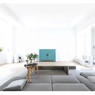 chinesische Kommode Sideboard 3 Schubladen 2 Türen türkis RAL5018 #M-SID-A27T