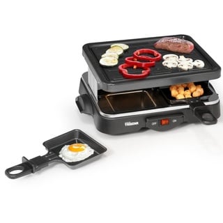 Tristar Raclette, 4 Raclettepfännchen, 500 W, Mini elektrischer Tischgrill eckig für 2-4 Personen, Raclet Gerät schwarz