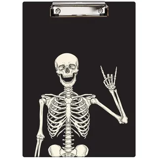 Britimes Klemmbrett Dekoratives Büro Schule Hartfaserplatte Holz Still-Clipboard und Block für Standard A4 Briefgröße Lustiges Totenkopf-Skelett 32 x 22,6 cm