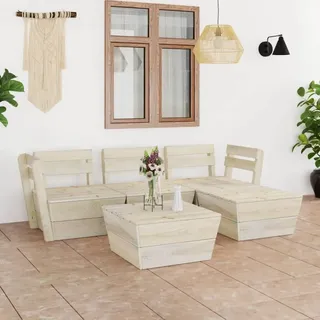 Prolenta Premium 5-tlg. Garten-Paletten-Lounge-Set Imprägniertes Fichtenholz - Beige