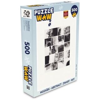 MuchoWow Puzzle Mosaik - Abstrakt - Schwarz - Weiß, 500 Puzzleteile, Foto-Puzzle, Bilderrätsel, Puzzlespiele, Spielzeug bunt