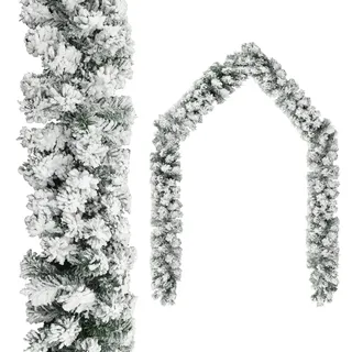 Higsose Girlanden für Festlichkeiten 10m L Weiß Weihnachtsgirlande mit Schnee PVC Weihnachtsdeko Outdoor Wiederverwendbare Girlande Hochzeiten Geburtstagspartys Deko Tannengirlande mit Beleuchtung