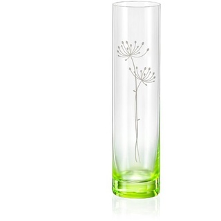 Crystalex Dekovase Vase Spring grün K0800 Kristallvase 240 mm (Einzelteil, 1 St., 1 x Vase), Blumen Gravur, Kristallglas grün|weiß