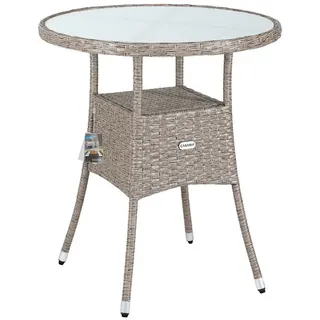 CASARIA Polyrattan Beistelltisch Ø 60 x 74 cm Beige/Grau
