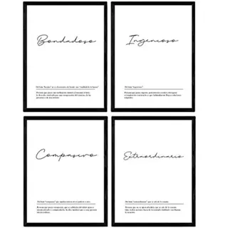 POSTER Set mit 4 Wortdefinitionen zu männlichen Paar Jahrgang A3 Schwarzer Rahmen