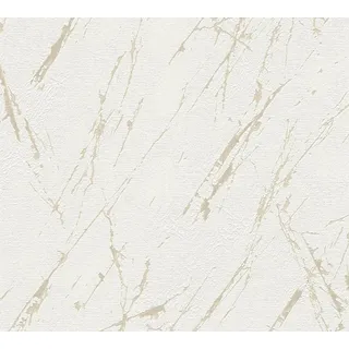 A.S. Création Vliestapete mit Marmoroptik 10 m x 0,64 m 300 g Beige/Gold/Weiß 39336-3