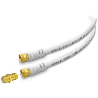ARLI 10m HD Sat Verlängerungskabel – max. 135 dB 5-fach geschirmt | vergoldete F-Stecker mit F-Verbinder | DVB-S/S2 DVB-T/T2 DVB-C/C2 4K 8K I Anschlusskabel HD Satkabel
