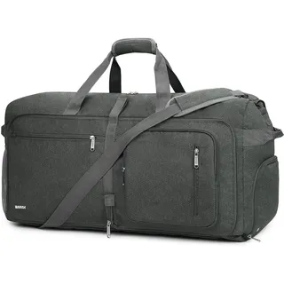 WANDF Reisetasche 65L mit Schuhfach Faltbare Weekender-Reisetasche Handgepäck für Männer Frauen (Grau)