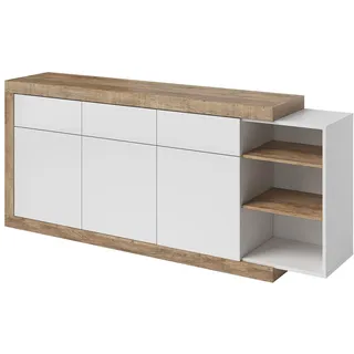 Helvetia Sideboard Saragossa (Sintra, 1 St., 1-teilig), 200 cm weiß Hochglanz / samdal eiche weiß