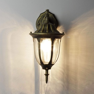 rabalux Außenwandlampe Vintage MILANO in antik-gold Aluminium Glas IP43 H:38cm Laterne Wandleuchte Garten Außen