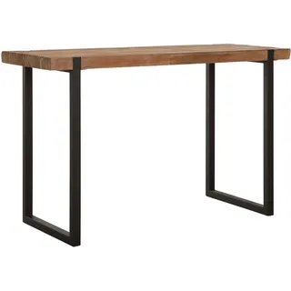 Schreibtisch Beam aus recyceltem Teakholz, modern, Natur, Metallgestell in Schwarz, 120 cm
