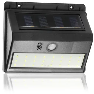 com-four® Solar-LED-Wandleuchte - wetterfeste Außenleuchte aus Kunststoff | Mit Dämmerungssensor - Bewegungsmelder und An-/Aus-Schalter